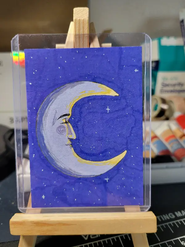 Happy Crescent aceo art card