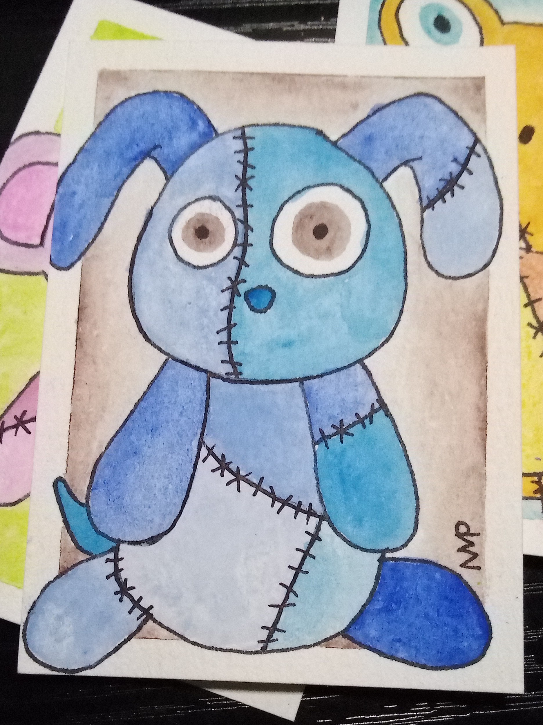 Dog Patches aceo art card