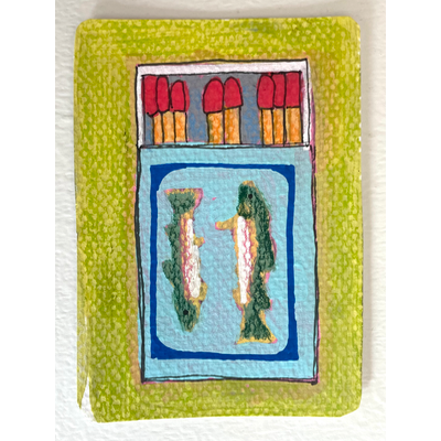 Camp Matches - original by Norah Mae aceo art card thumbnail 1