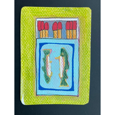 Camp Matches - original by Norah Mae aceo art card thumbnail 2