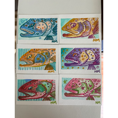 Mystery Trout ACEO by Norah Mae aceo art card thumbnail 2