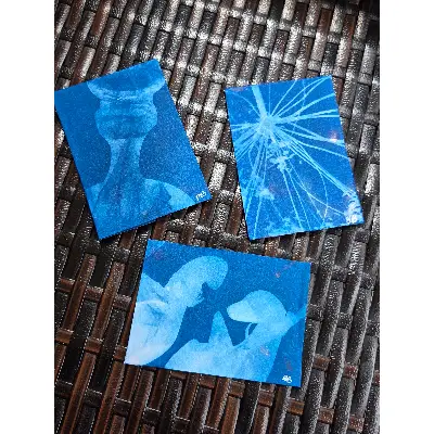 Birds of a Feather (Original Cyanotype) aceo art card thumbnail 4