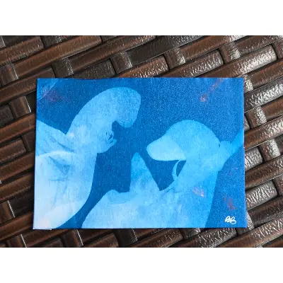 Birds of a Feather (Original Cyanotype) aceo art card thumbnail 2