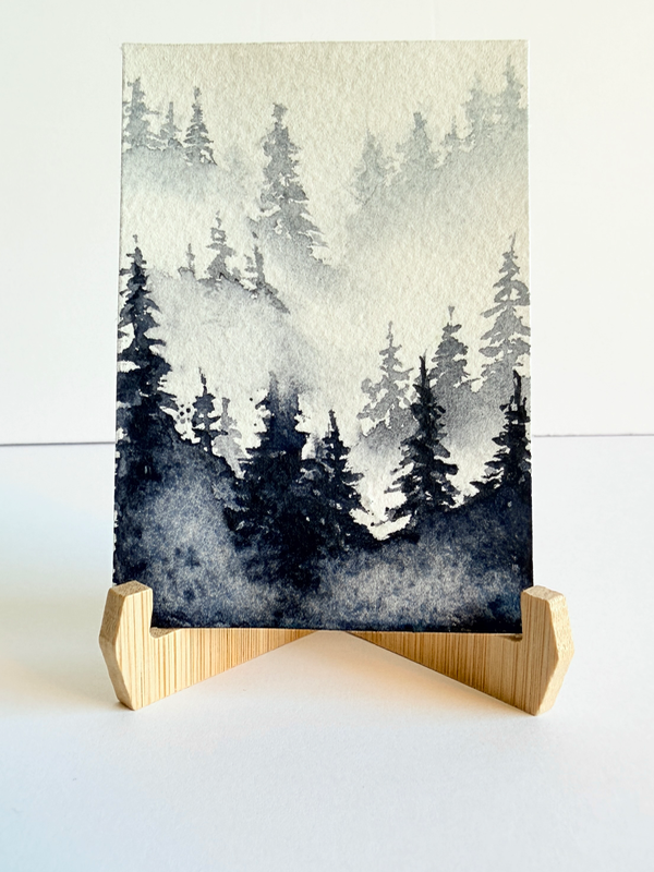Misty Morning Mountains aceo art card