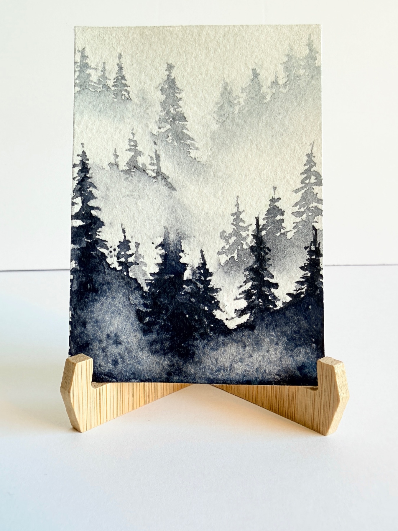 Misty Morning Mountains aceo art card