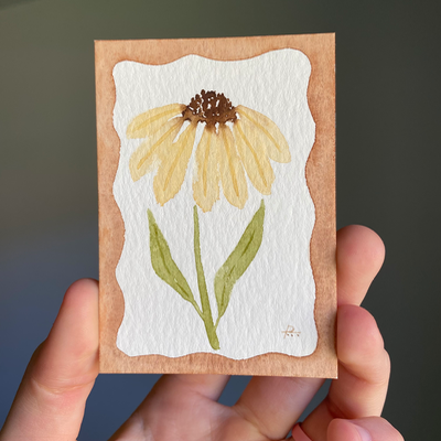 Yellow Coneflower aceo art card thumbnail 2