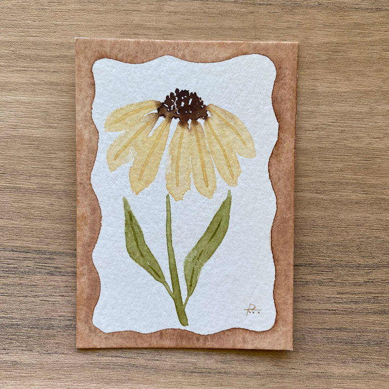 Yellow Coneflower aceo art card