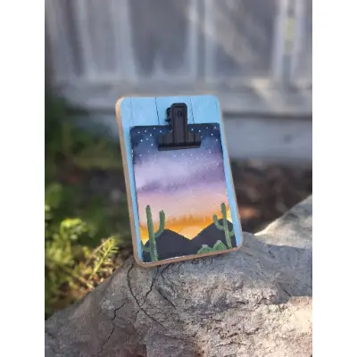 Desert Sunset w/ stars aceo art card thumbnail 2