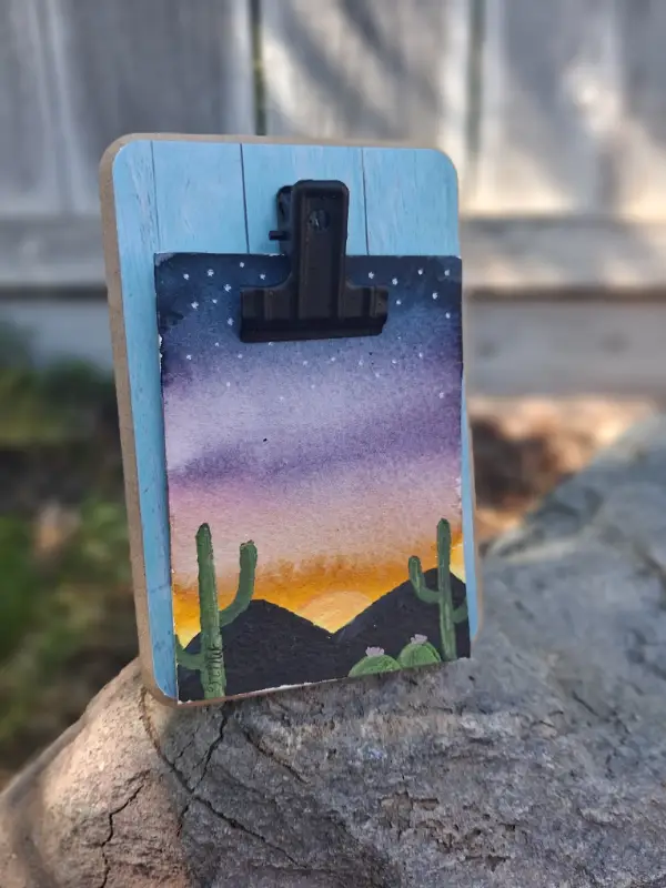 Desert Sunset w/ stars aceo art card