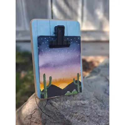 Desert Sunset w/ stars aceo art card thumbnail 1