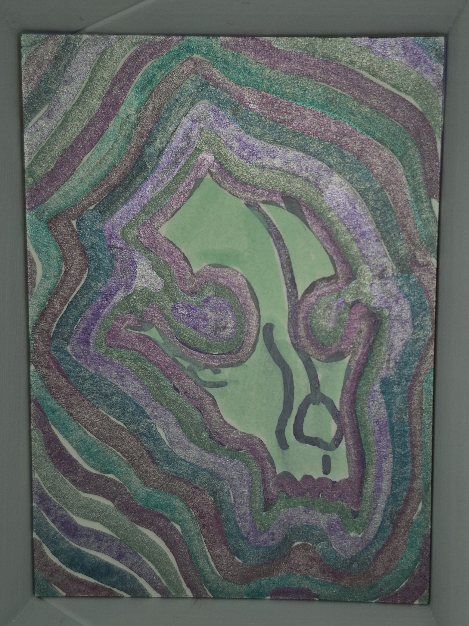 Striped Skull aceo art card