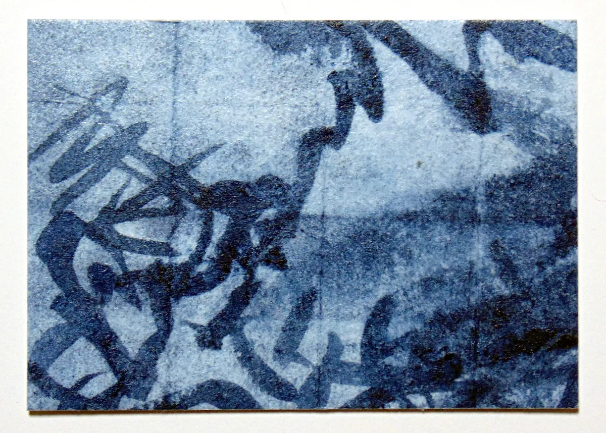 Washi and Indigo Ink ACEO original art aceo art card