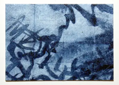 Washi and Indigo Ink ACEO original art aceo art card thumbnail 1