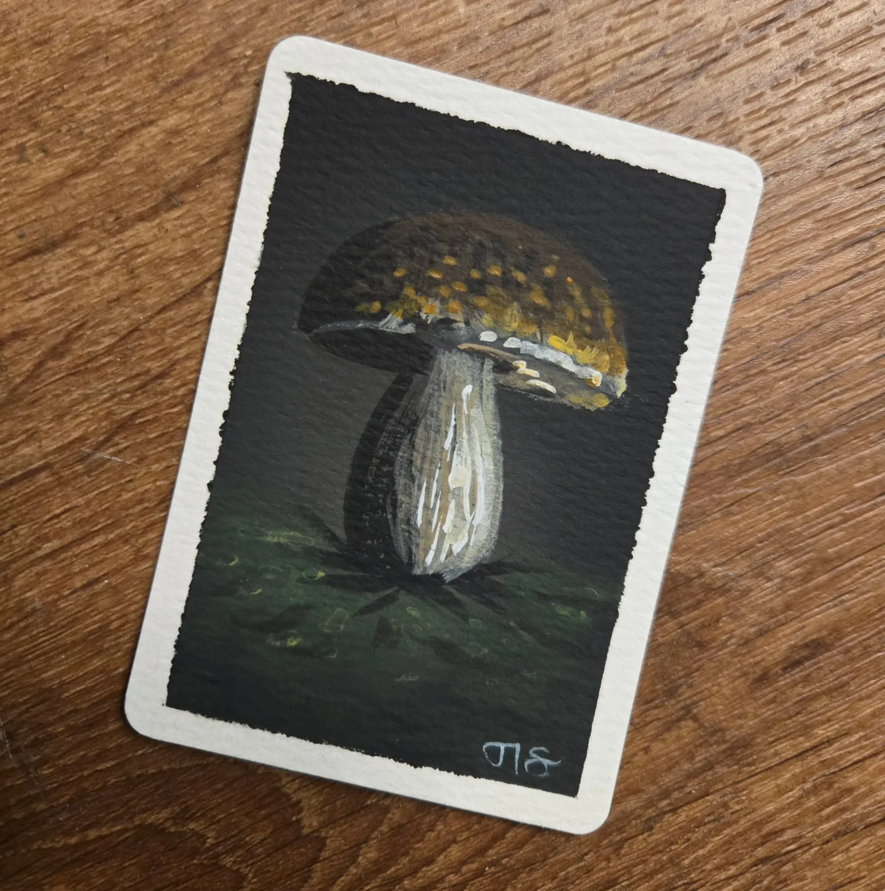 Mushroom in the Dark aceo art card