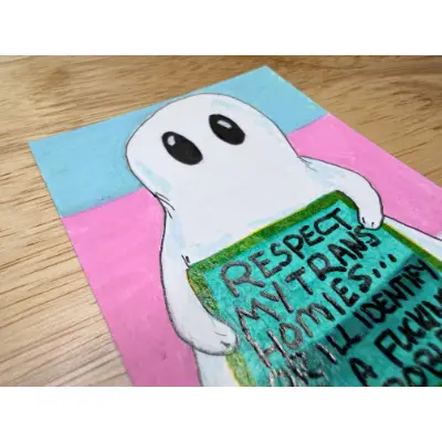 NSFW Pride Ghost Respect Trans aceo art card thumbnail 2