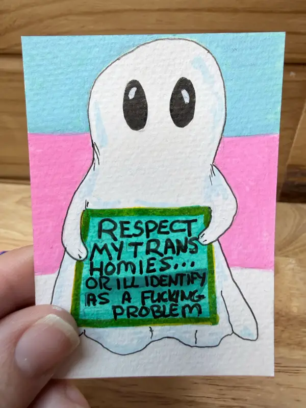 NSFW Pride Ghost Respect Trans aceo art card
