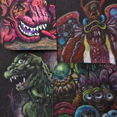 Art on Black Paper Bundle - 4 peices aceo art card thumbnail 2