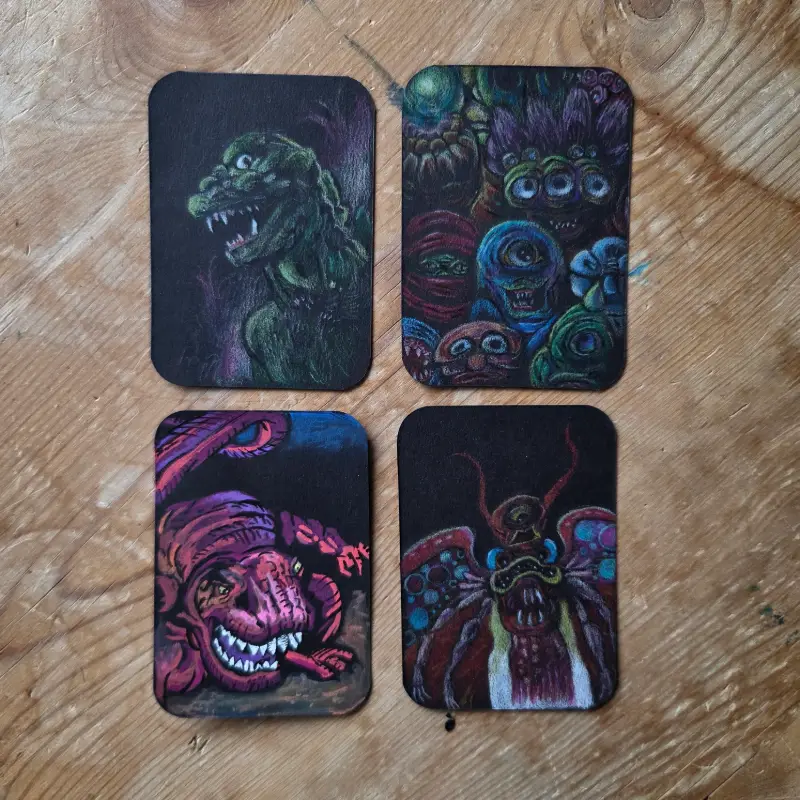 Art on Black Paper Bundle - 4 peices aceo art card