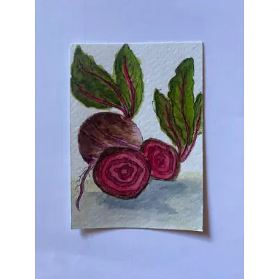 Red Beets aceo art card thumbnail 3
