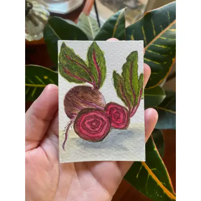 Red Beets aceo art card thumbnail 2
