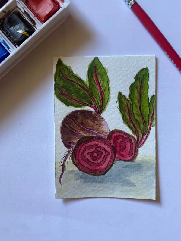 Red Beets aceo art card