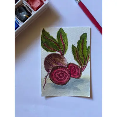 Red Beets aceo art card thumbnail 1