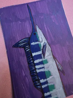 Tuna and swordfish ACEO sea life aceo art card thumbnail 2