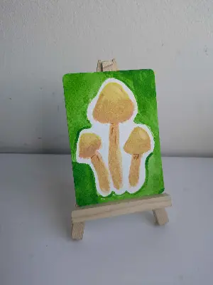 Bell-shaped Panaeolus Mushroom aceo art card thumbnail 2