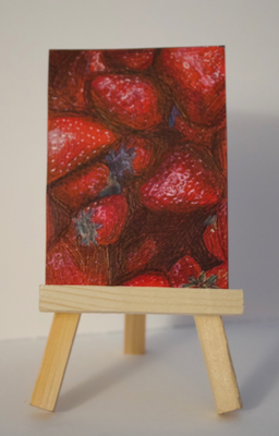 Strawberry Dreams aceo art card thumbnail 3