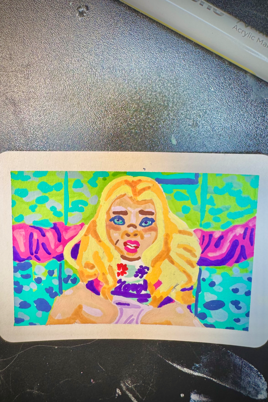White chicks bathroom aceo art card