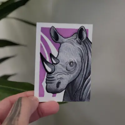 Rhino aceo art card thumbnail 1
