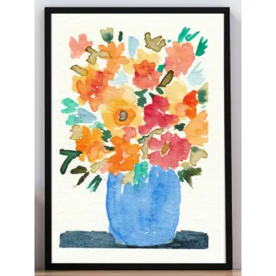 Bouquet in Blue Vase aceo art card thumbnail 2