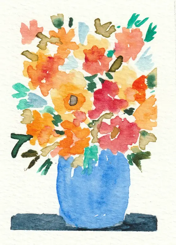 Bouquet in Blue Vase aceo art card