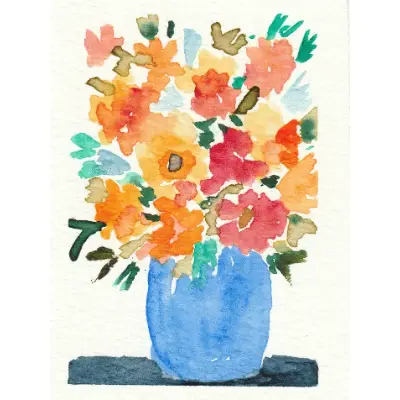 Bouquet in Blue Vase aceo art card thumbnail 1