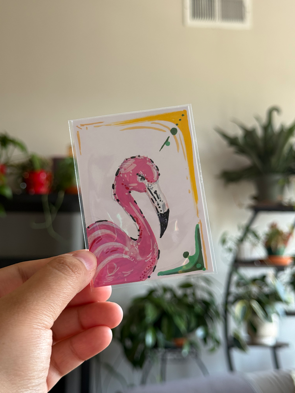 Flamingo trading card aceo art card