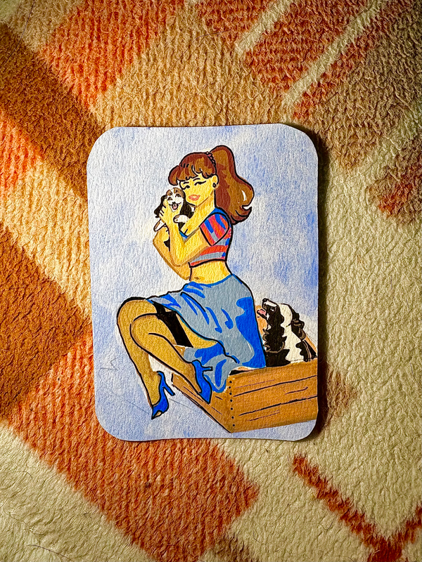 Look At These Cute Puppies! aceo art card