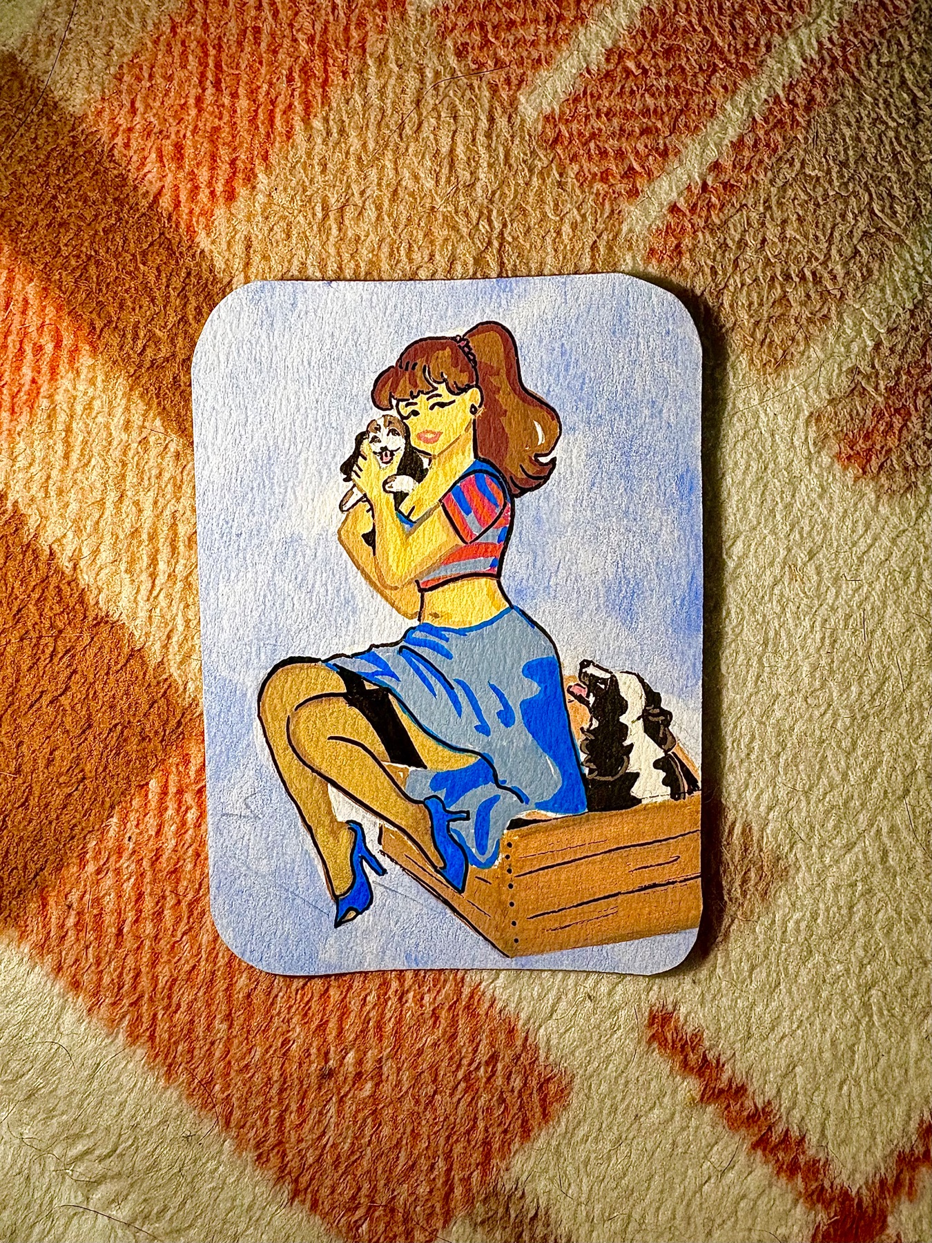 Look At These Cute Puppies! aceo art card