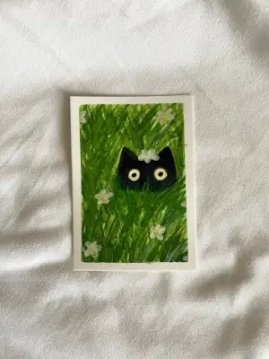 Hidden Kitty aceo art card thumbnail 2