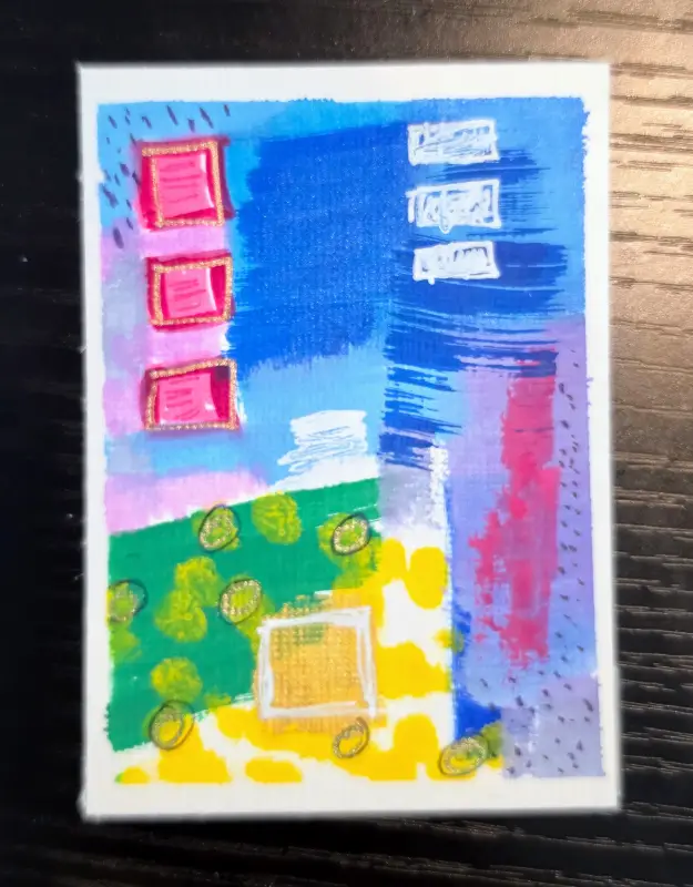 ACEO Abstract Original Painting Artist Trading Card Handmade 2.5”x3.5” Mini Art aceo art card