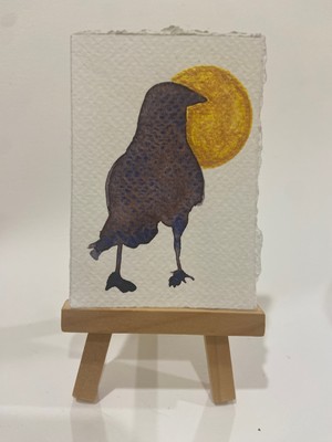 Moonlit Raven aceo art card thumbnail 1
