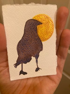 Moonlit Raven aceo art card thumbnail 2
