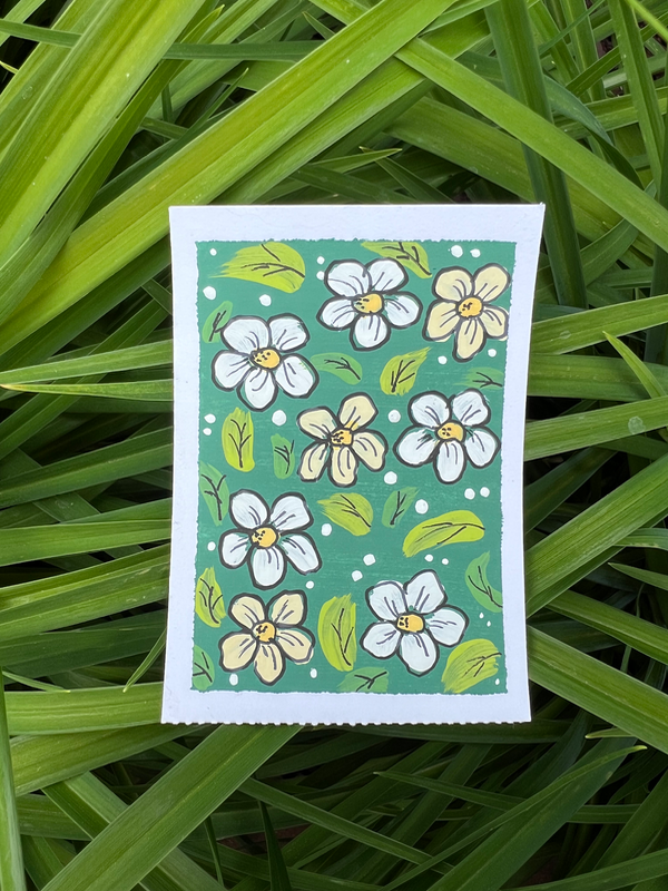 Florals on Emerald aceo art card