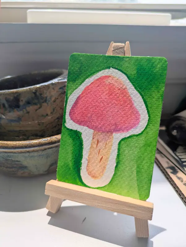 Ballerina Waxcap Mushroom aceo art card