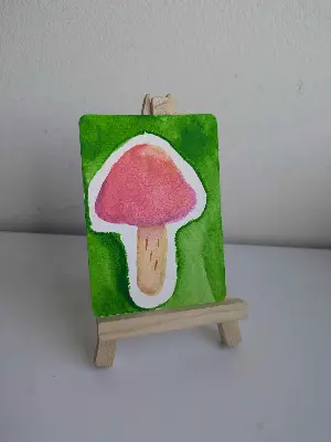 Ballerina Waxcap Mushroom aceo art card thumbnail 2