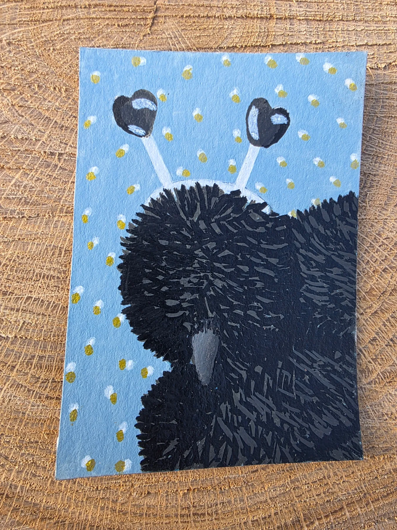 Silkie chicken "love forever bound in darkness" aceo art card