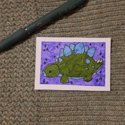 Nacho the Stegosaurus aceo art card thumbnail 1
