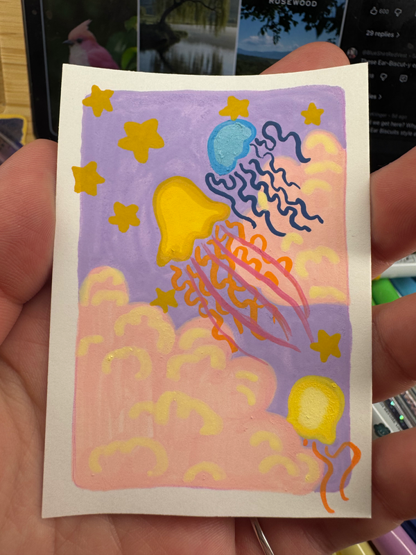 Jellyfish skies! aceo art card