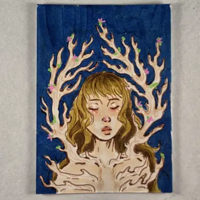 Bone Girl aceo art card thumbnail 2