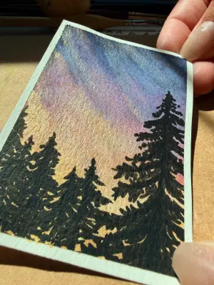 Golden Dusk aceo art card thumbnail 2