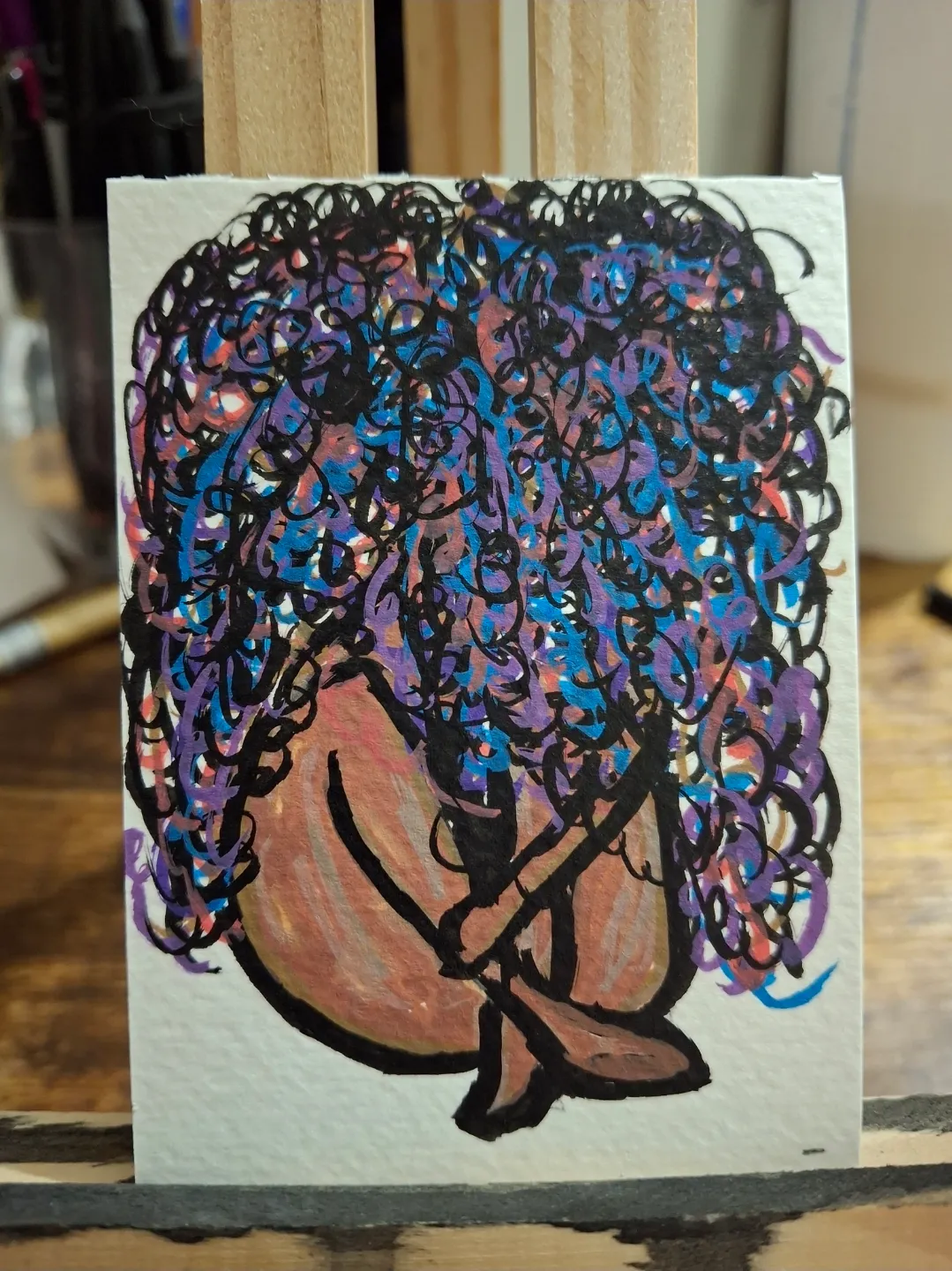 Crowned In Curls aceo art card